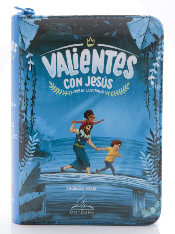 Biblia Valientes con Jesús con cierre - azul DHH